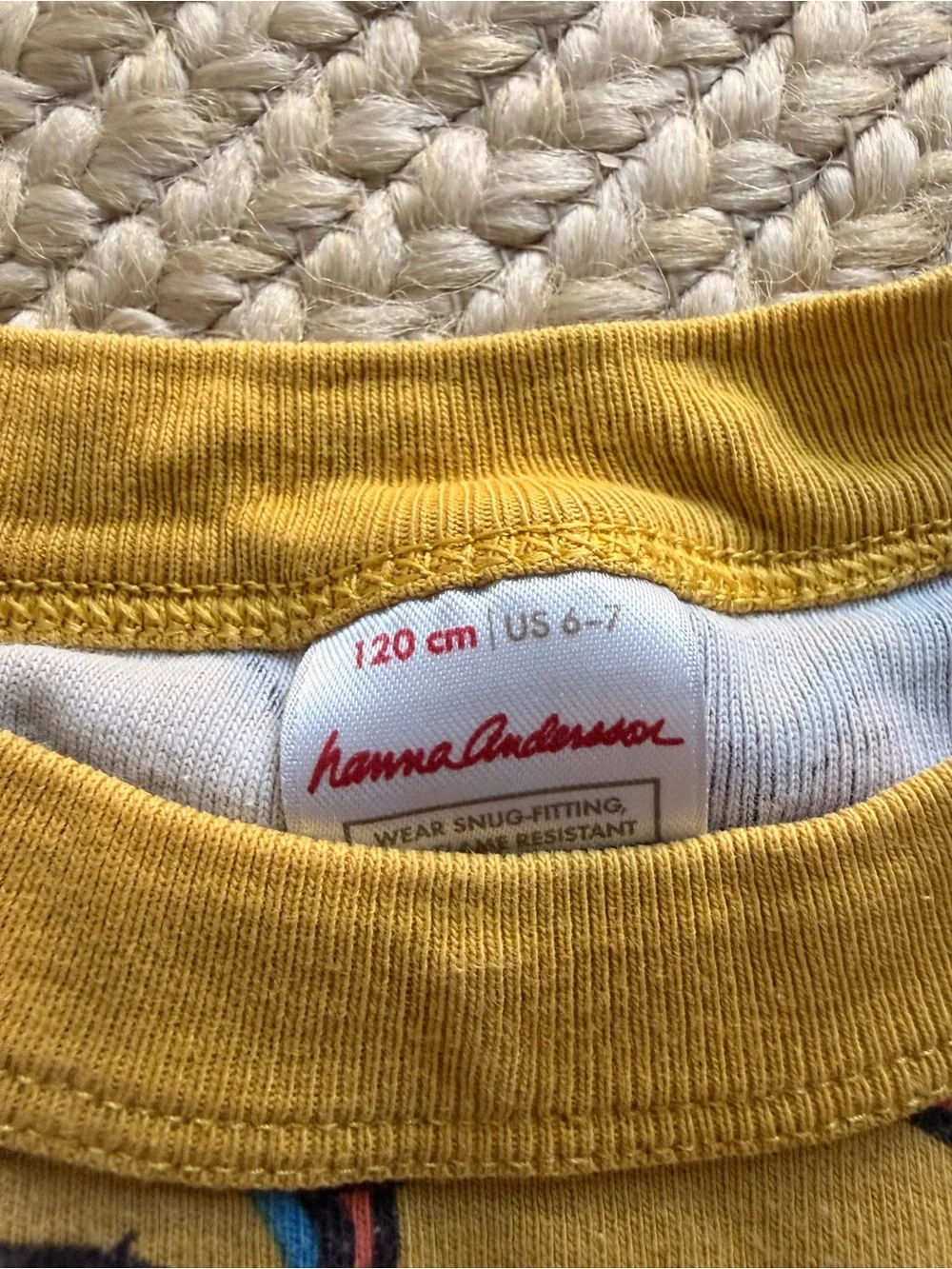 Hanna Andersson Yellow Pajama Set with Orange Tiger Print 6/7